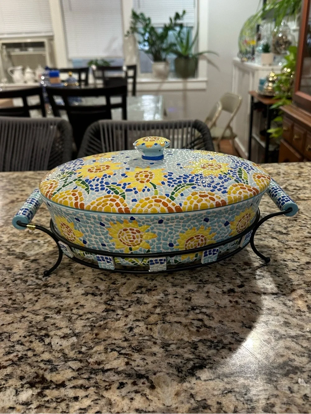 temptations mosaic casserole dish flowers